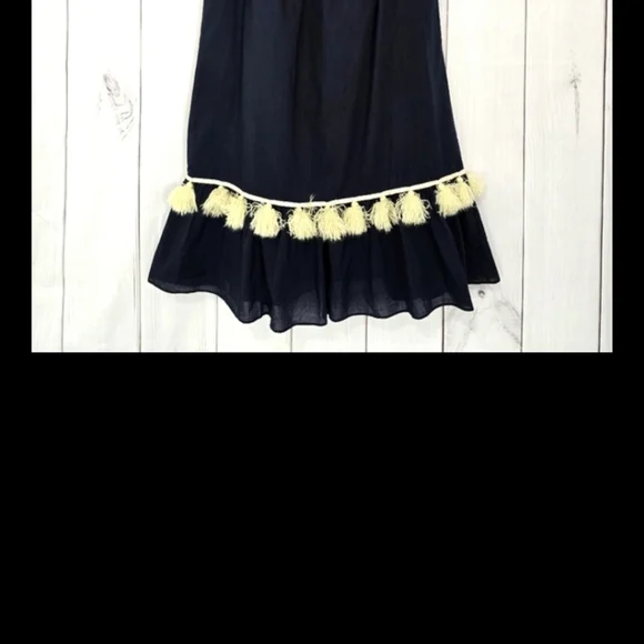 MISA Los Angeles Gia Off The Shoulder Tassel Mini Dress Navy Blue - Picture 14 of 14